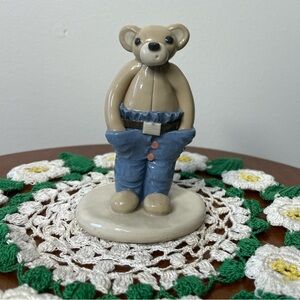 Rare Vintage Julia Francis Studio Pottery Cool Bear in Jeans